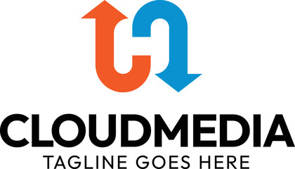 Letter H Cloud Media business logo design