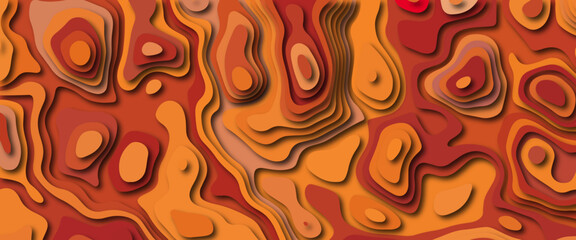 Colorful papercut and multilayer cutout geometric pattern on vector. Beautiful topography concept or smooth origami shape paper texture. Abstract background with waves.