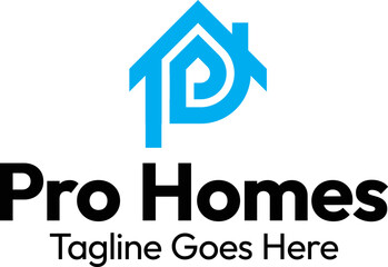 Letter P real estate Pro Homes logo design