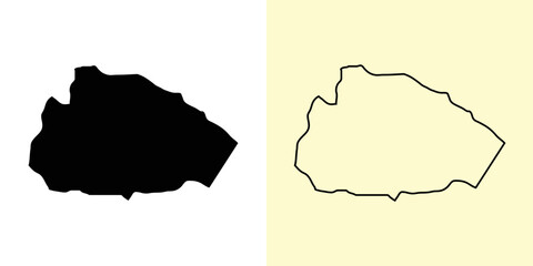 Tafilah map, Jordan, Asia. Filled and outline map designs. Vector illustration