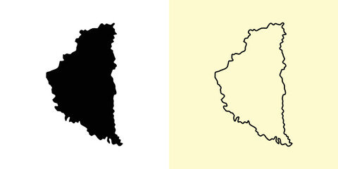 Ternopil map, Ukraine, Europe. Filled and outline map designs. Vector illustration