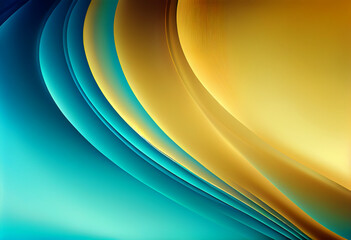 Aqua Blue and Gold Floating Gradient. Turquoise Green and Gold Gradient Background