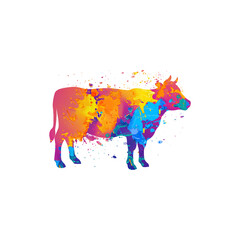 Watercolor Cow, Abstract cow, Colorful cow, cow Illustration, cow Drawing, cow, beef