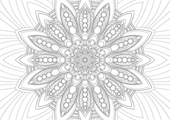 Circular Mandala pattern for tattoo, decoration premium product poster or painting. Decorative ornament in ethnic oriental style. Outline doodle hand draw illustration.