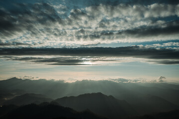 The cloudy mountain scenery looks beautiful