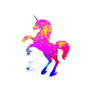 Watercolor unicorn Abstract drawing, Colorful unicorn Illustration, unicorn Drawing
