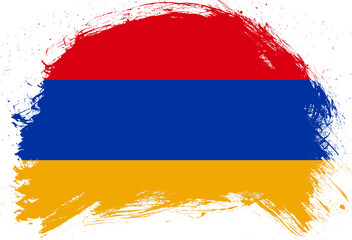 Distressed stroke brush painted flag of armenia on white background