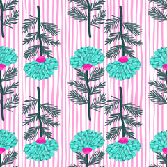 Fototapeta premium Decorative flower seamless pattern. Hand drawn herbal endless wallpaper.