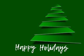 Christmas tree design on a green background. Happy Holidays. Happy New Year.