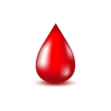 Realistic blood drop on transparent background