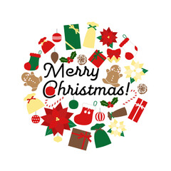 イラスト素材: ほっこりかわいい円形クリスマスイラスト