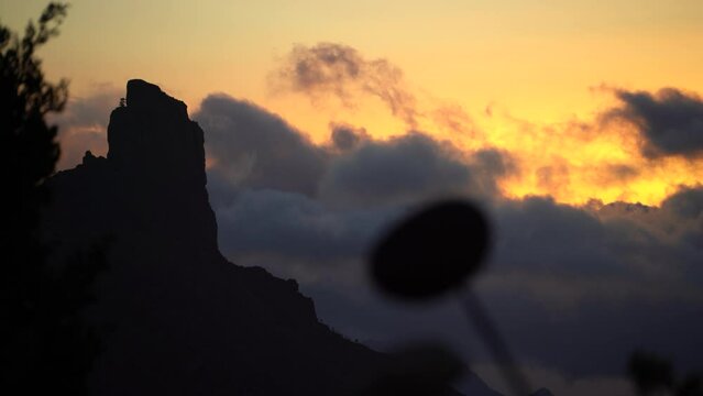 Rock Bentayga on Gran Canaria with a sunset. 