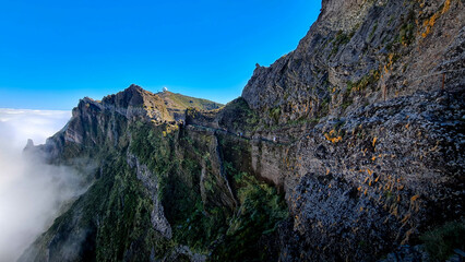Majestic view on the hike from Pico Areiro to Pico Ruivo, Madeira.
