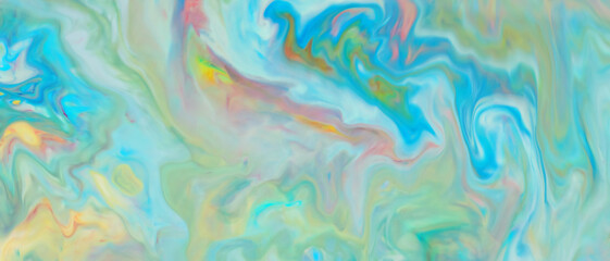 Abstract gradient multicolored background. Colorful spots on water surface. Fluid Art