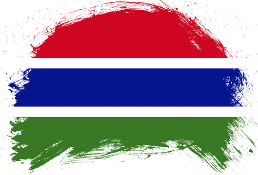 Distressed stroke brush painted flag of gambia on white background