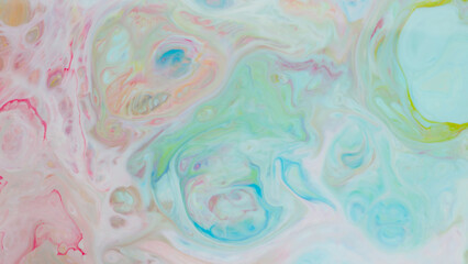 Abstract fluid art background with pastel muted colors. Multicolored liquid surface