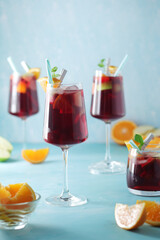 Glasses with traditional Spanish drink Sangria