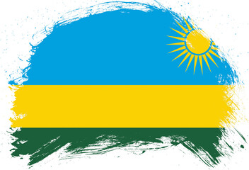 Distressed stroke brush painted flag of rwanda on white background