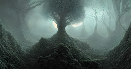 Digital Illustration Highly Detailed Fractal Inspired Magical Fantasy Misty Forest