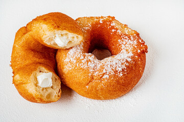 donut with jam on the white background