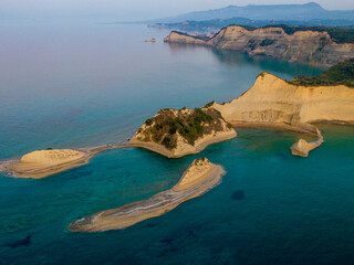Beautiful Aerial drone  view of Akrotiri Drastis on the island of Corfu in Greece