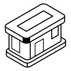 A scalable outline isometric icon of gas station 