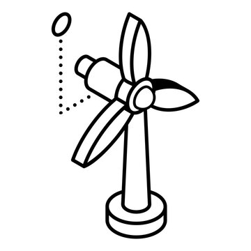 Premium isometric line icon of windmill 
