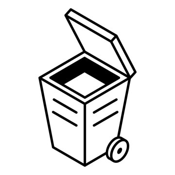 recommend clip art: An outline isometric icon of dustbin 