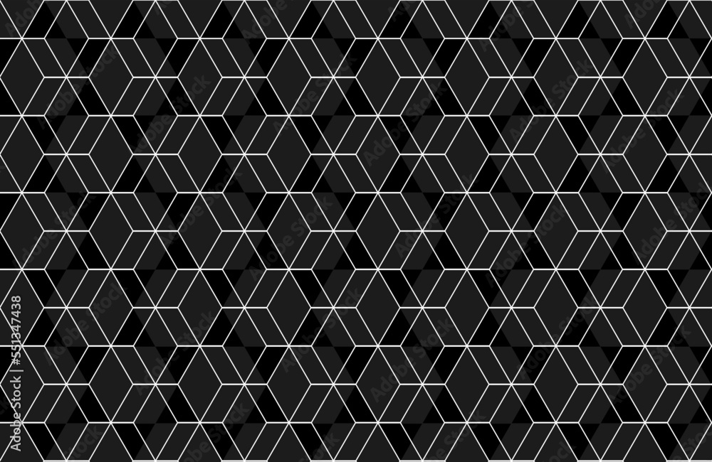 Poster hexagonal abstract geometric background. geometrical horizontal 3d seamless pattern, dark texture wi