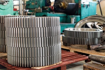 The gear wheel in the warehouse after heat and milling.