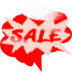 Abstract transparent halftone grunge sale sticker element.