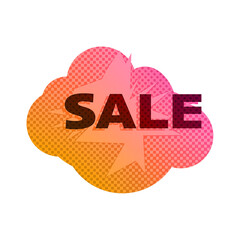 Abstract transparent halftone grunge sale sticker element.