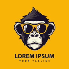 Awesome cool monkey logo design. Vector illustration.