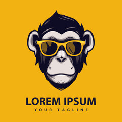 Awesome cool monkey logo design. Vector illustration.