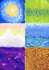 Examples of picturesque strokes. Children's educational work