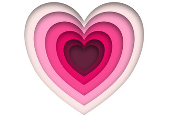 pink heart paper cut 