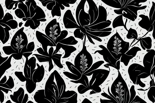 decorative black and white wavy pattern. repeat pattern for wallpaper, paper packaging, textile, curtains, duvet covers, print design. Generative AI