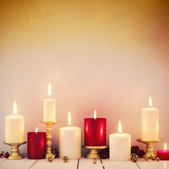 Fototapeta na wymiar Atmospheric Christmas candles, digital art