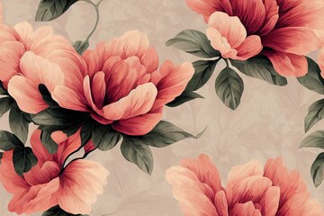 peony flower pattern. repeat pattern for wallpaper, paper packaging, textile, curtains, duvet covers, print design. Generative AI (4)