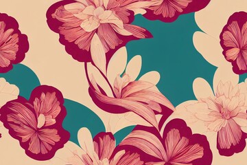 abstract floral postcard pattern. repeat pattern for wallpaper, paper packaging, textile, curtains, duvet covers, print design. Generative AI