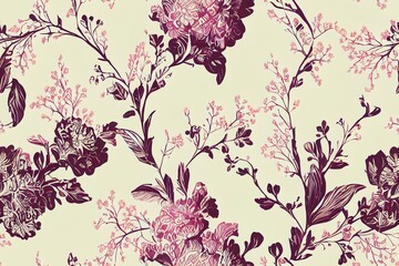 romantic lilac pattern. repeat pattern for wallpaper, paper packaging, textile, curtains, duvet covers, print design. Generative AI