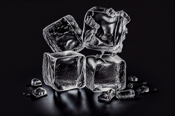 stacked ice cubes on black background