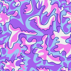 Unusual seamless vector pattern with wave colorful shapes