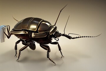 mechanical robot beetle isolated on white background
