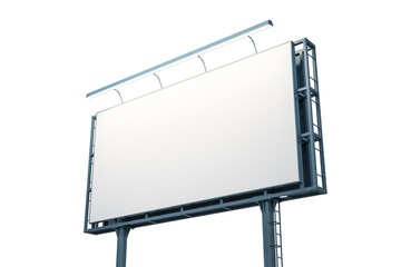 Blank white horizontal billboard isolated on light background, perspective view. Mockup, 3D Rendering