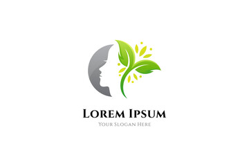 Women's beauty logo with natural leaf variations suitable for beauty clinics, beauty products, salons, treatments, massages