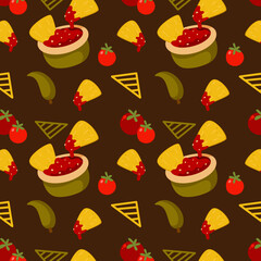 Mexican food seamless pattern vector cartoon 