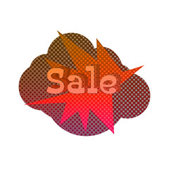 Abstract transparent halftone grunge sale sticker element.