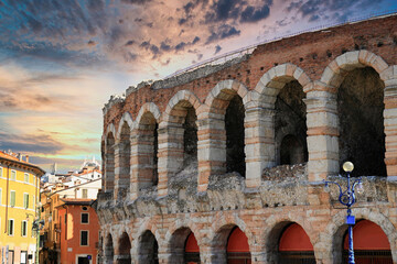 Verona Arena. Roman amphitheatre in Piazza Bra in Verona, Italy built in 30 AD. 
