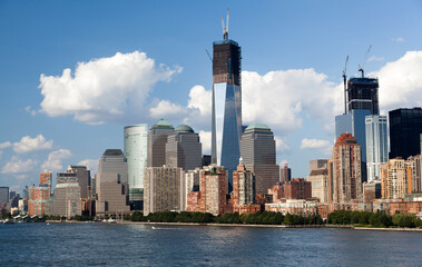 Fototapeta na wymiar Lower Manhattan Skyline By Hudson River